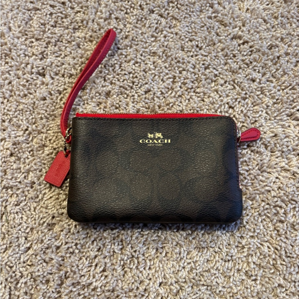 Coach double zip wristlet